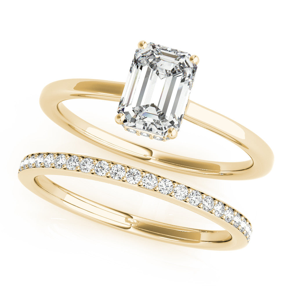 Yellow gold Radiant Cut Solitaire Engagement Ring with Four-Prong Setting on a Classic Band 2