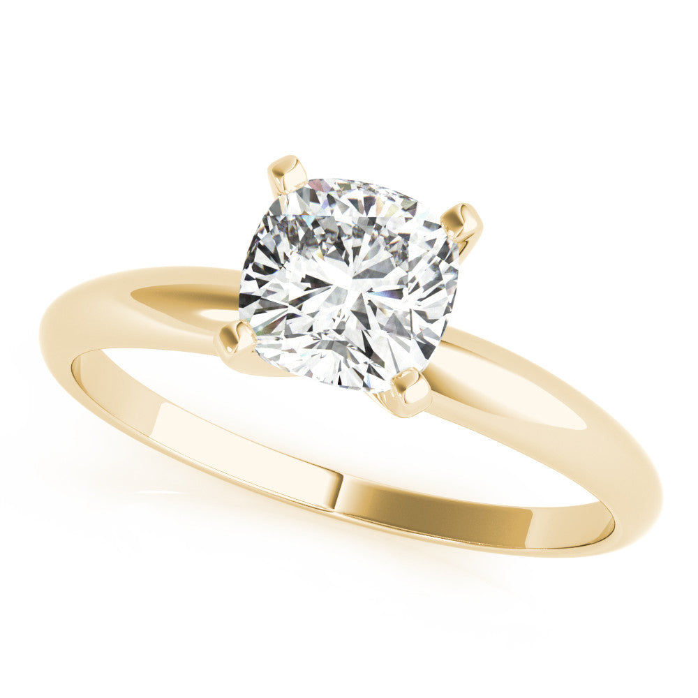 Yellow gold Radiant Cut Solitaire Engagement Ring with Round Band and Four-Prong Setting 2