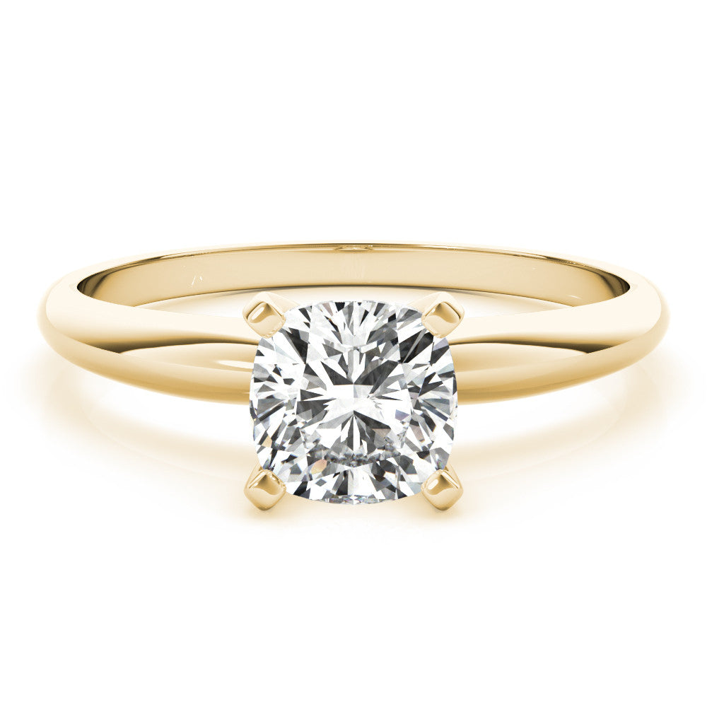 Yellow gold Radiant Cut Solitaire Engagement Ring with Round Band and Four-Prong Setting