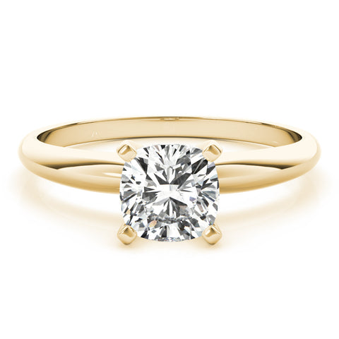 Yellow gold Radiant Cut Solitaire Engagement Ring with Round Band and Four-Prong Setting
