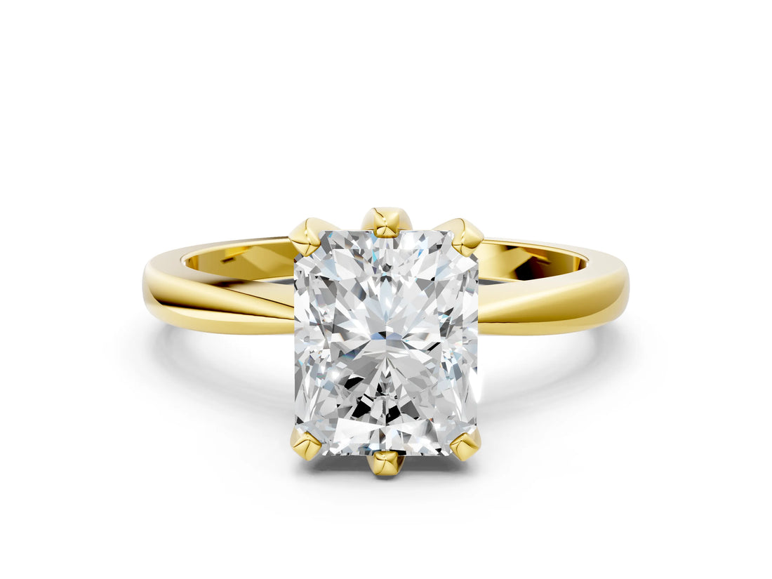 Yellow gold Radiant Cut Solitaire Engagement Ring with Six-Prong Setting and Tapered Band_7