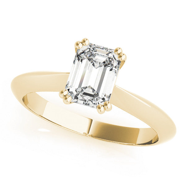 Yellow gold Radiant Cut Solitaire Engagement Ring with Tapered Band and Four-Prong Setting 2