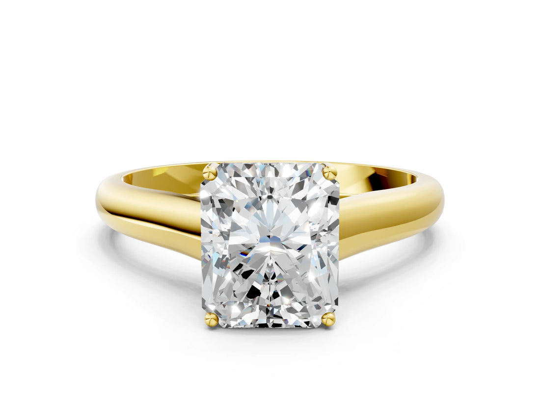 Yellow gold Radiant Cut Solitaire Engagement Ring with Tapered Band and Four-Prong Setting_3