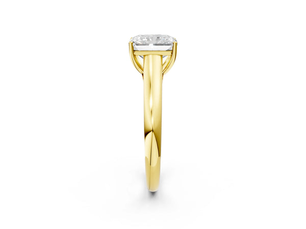 Yellow gold Radiant Cut Solitaire Engagement Ring with Tapered Band and Four-Prong Setting