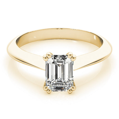 Yellow gold Radiant Cut Solitaire Engagement Ring with Tapered Band and Four-Prong Setting
