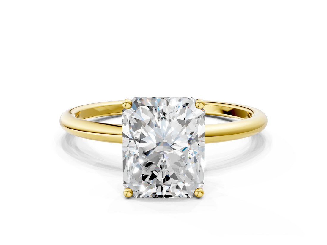 Yellow gold Radiant Cut Solitaire Engagement Ring with Thin Band and Four-Prong Setting_3