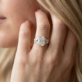 Yellow gold Radiant Cut Solitaire Floral Diamond Ring with Four-Prong Setting_14