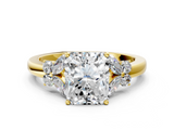 Yellow gold Radiant Cut Solitaire Floral Diamond Ring with Four-Prong Setting_50
