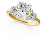 Yellow gold Radiant Cut Solitaire Floral Diamond Ring with Four-Prong Setting_51