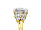 Yellow gold Radiant Cut Solitaire Floral Diamond Ring with Four-Prong Setting_55