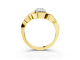Yellow gold Radiant Cut Solitaire Intertwined Band Prong Setting Ring_13