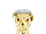 Yellow gold Radiant Cut Solitaire Intertwined Band Prong Setting Ring_15