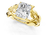 Yellow gold Radiant Cut Solitaire Leaf-Inspired Engagement Ring with Prong Setting_16