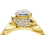 Yellow gold Radiant Cut Solitaire Leaf-Inspired Engagement Ring with Prong Setting_19
