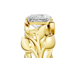 Yellow gold Radiant Cut Solitaire Leaf-Inspired Engagement Ring with Prong Setting_20