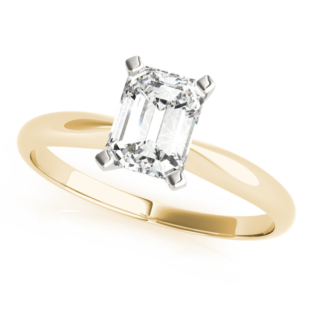 Yellow gold Radiant Cut Solitaire Ring with Four-Prong Setting on a Classic Band 2