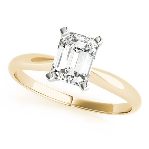 Yellow gold Radiant Cut Solitaire Ring with Four-Prong Setting on a Classic Band 2
