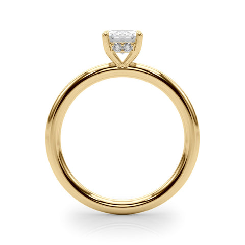Yellow gold Radiant Cut Solitaire Ring with Thin Band and Four-Prong Setting 1