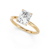 14K Yellow Gold 3.03 Carat D VVS1 Radiant Cut Solitaire Ring with Thin Band and Four-Prong Setting