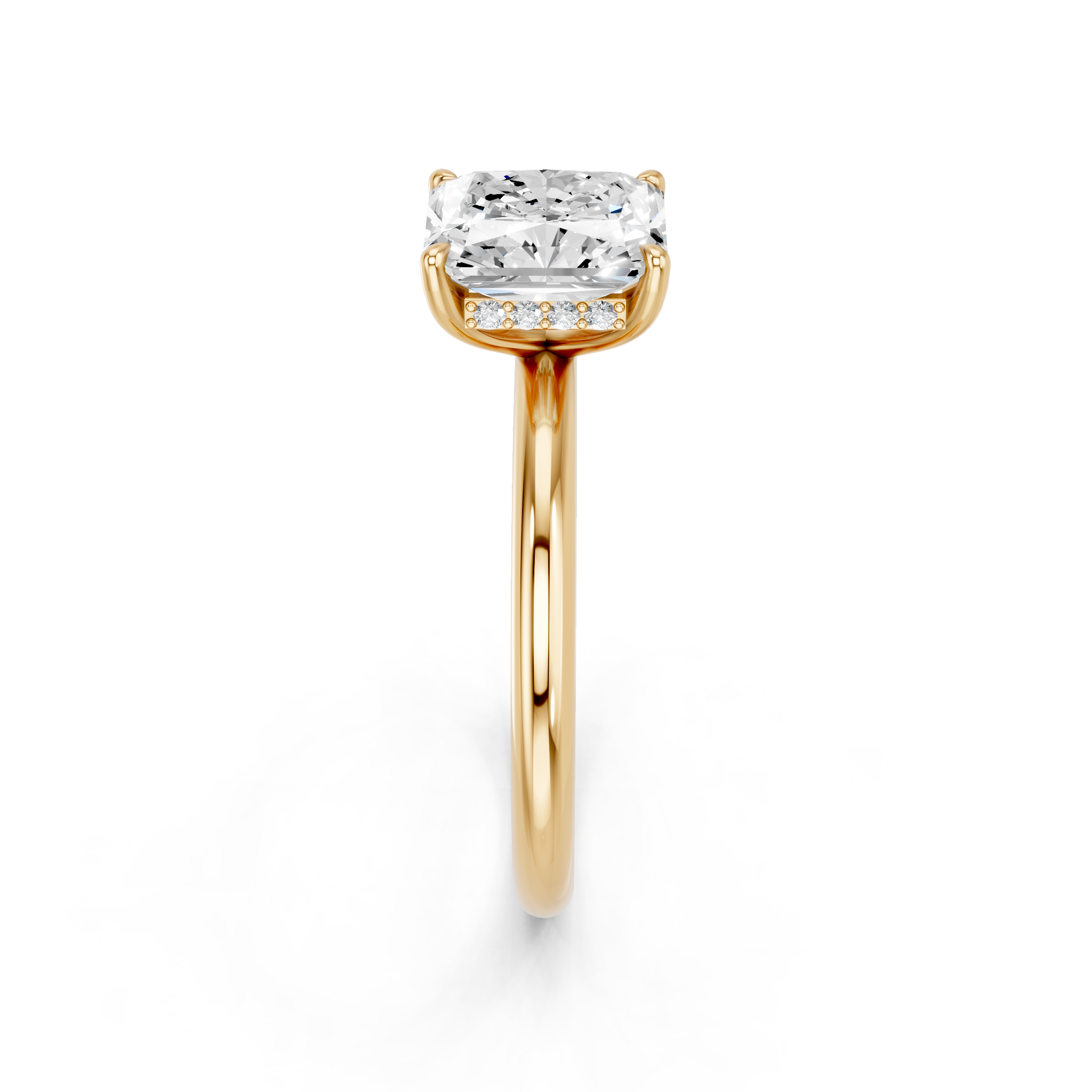 Yellow gold Radiant Cut Solitaire Ring with Thin Band and Four-Prong Setting_26