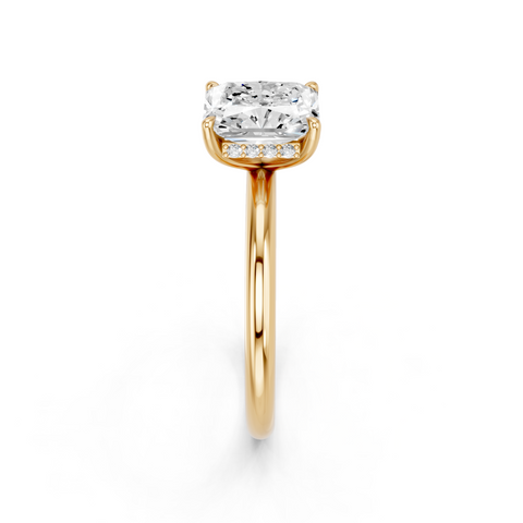 Yellow gold Radiant Cut Solitaire Ring with Thin Band and Four-Prong Setting_26