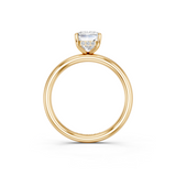 14K Yellow Gold 3.03 Carat D VVS1 Radiant Cut Solitaire Ring with Thin Band and Four-Prong Setting