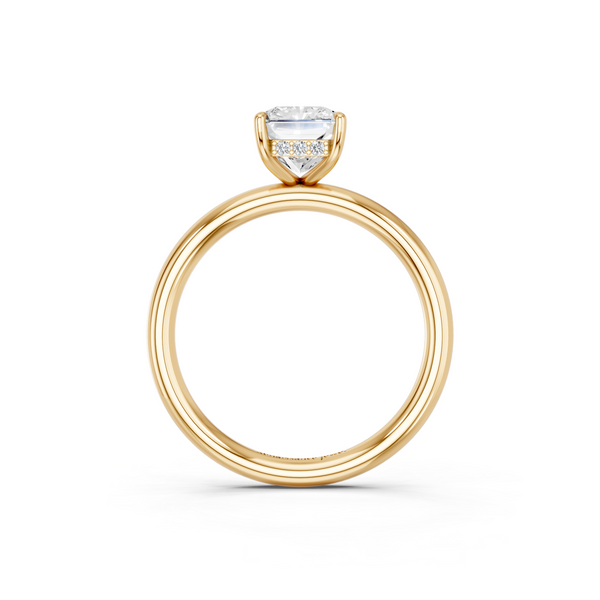 14K Yellow Gold 3.03 Carat D VVS1 Radiant Cut Solitaire Ring with Thin Band and Four-Prong Setting