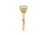Yellow gold Radiant Cut Solitaire Split Shank Pave Diamond Engagement Ring with Four-Prong Setting_63