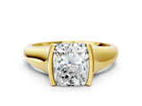 Yellow gold Radiant Cut Solitaire Tension Set Diamond Ring with Split Shank Band_15