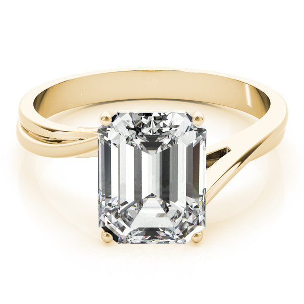 Yellow gold Radiant Cut Solitaire Twist Band Ring with Four-Prong Setting 2