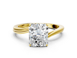 Yellow gold Radiant Cut Solitaire Twist Band Ring with Four-Prong Setting_86