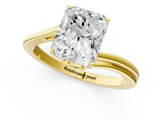 Yellow gold Radiant Cut Solitaire Twist Band Ring with Four-Prong Setting_87
