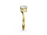 Yellow gold Radiant Cut Solitaire Twist Band Ring with Four-Prong Setting_88
