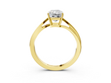 Yellow gold Radiant Cut Solitaire Twist Band Ring with Four-Prong Setting_89