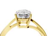 Yellow gold Radiant Cut Solitaire Twist Band Ring with Four-Prong Setting_90