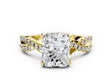 Yellow gold Radiant Cut Solitaire Twist Pave Diamond Engagement Ring with Prong Setting_15