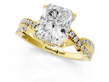 Yellow gold Radiant Cut Solitaire Twist Pave Diamond Engagement Ring with Prong Setting_16