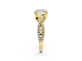 Yellow gold Radiant Cut Solitaire Twist Pave Diamond Engagement Ring with Prong Setting_17
