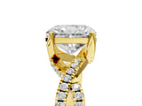 Yellow gold Radiant Cut Solitaire Twist Pave Diamond Engagement Ring with Prong Setting_20