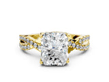 Yellow gold Radiant Cut Solitaire Twist Pave Diamond Engagement Ring with Prong Setting_27