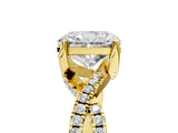 Yellow gold Radiant Cut Solitaire Twist Pave Diamond Engagement Ring with Prong Setting_32