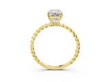 Yellow gold Radiant Cut Solitaire Twisted Band 4-Prong Ring_18