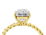 Yellow gold Radiant Cut Solitaire Twisted Band 4-Prong Ring_19