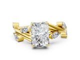 Yellow gold Radiant Cut Solitaire Twisted Band Marquise Accent Prong Setting Ring_15