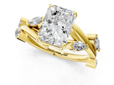 Yellow gold Radiant Cut Solitaire Twisted Band Marquise Accent Prong Setting Ring_4