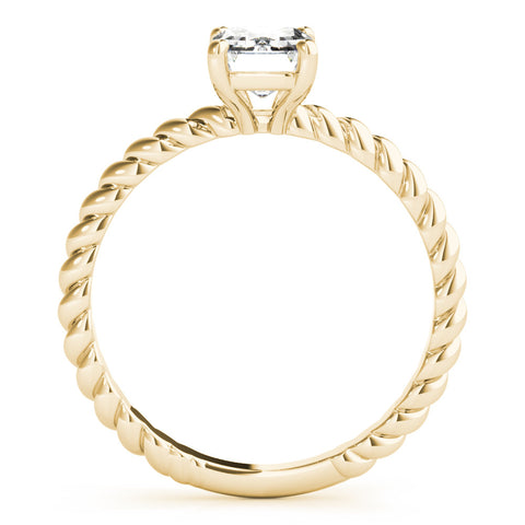 Yellow gold Radiant Cut Solitaire Twisted Band with Four-Prong Setting 1