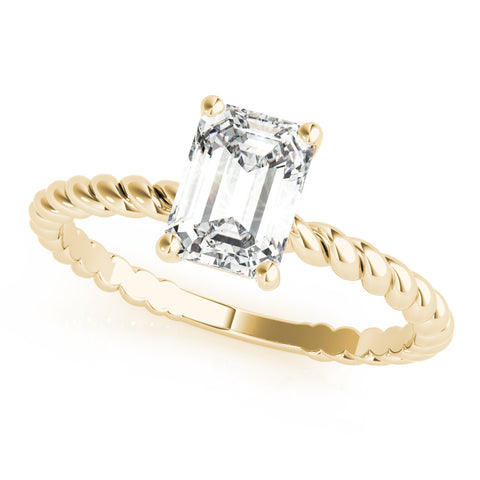 Yellow gold Radiant Cut Solitaire Twisted Band with Four-Prong Setting 2
