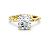 Yellow gold Radiant Cut Solitaire Twisted Band with Four-Prong Setting_112