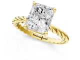 Yellow gold Radiant Cut Solitaire Twisted Band with Four-Prong Setting_113