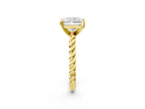 Yellow gold Radiant Cut Solitaire Twisted Band with Four-Prong Setting_114
